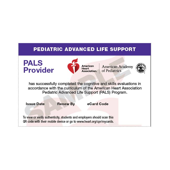 Pediatric Advanced Life Support Pals Course Completion Ecard